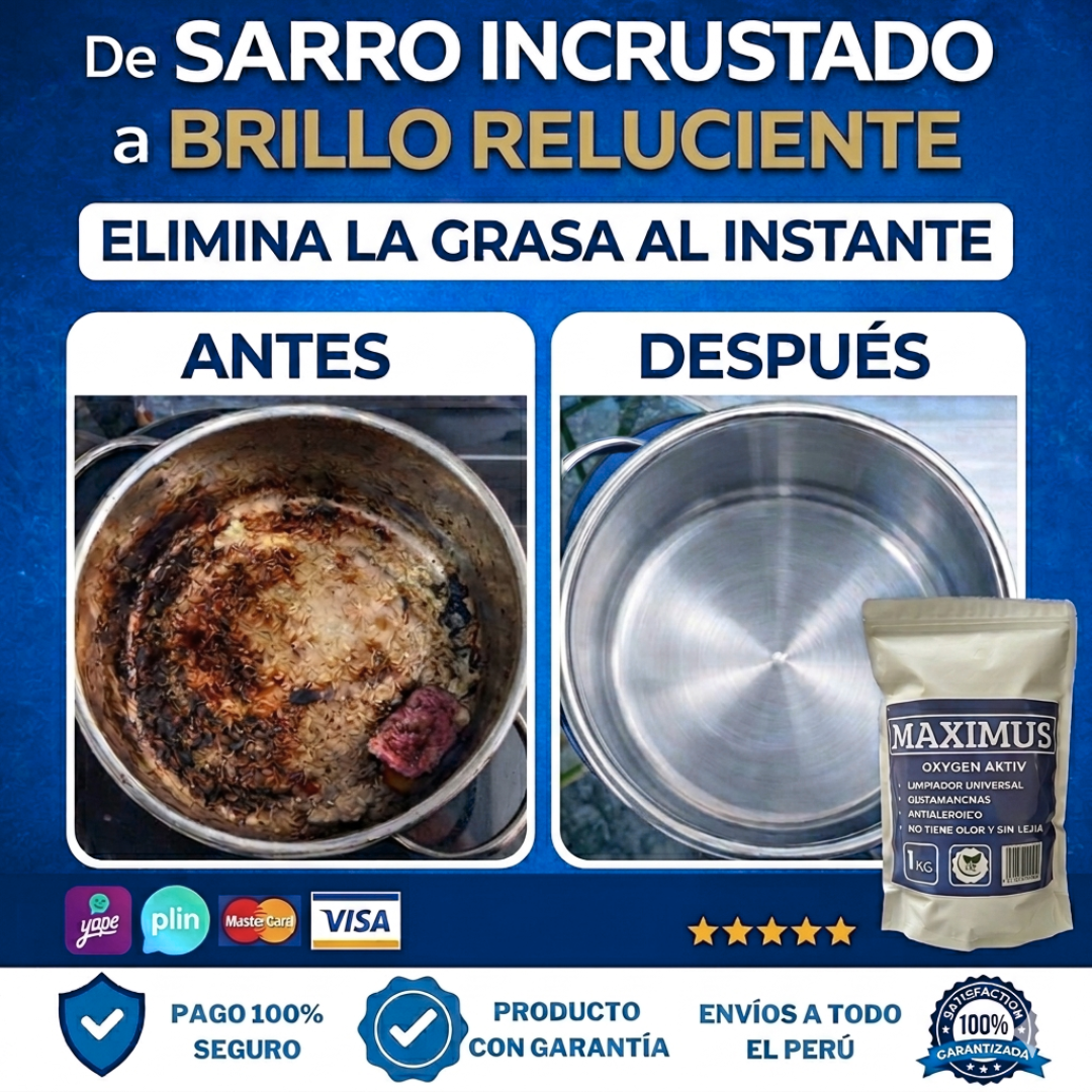 MAXIMUS - ANTIGRASA, QUITASARRO, LIMPIADOR UNIVERSAL. 1000 gr.